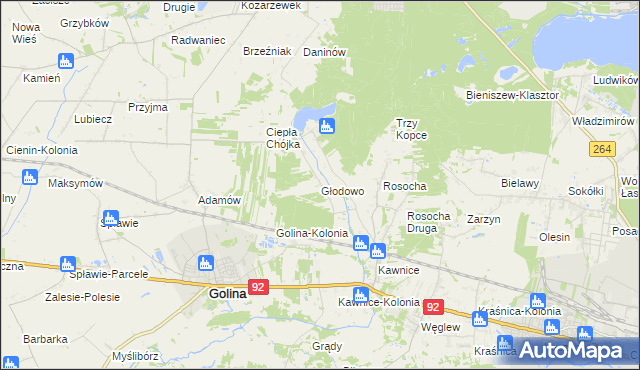 mapa Głodowo gmina Golina, Głodowo gmina Golina na mapie Targeo