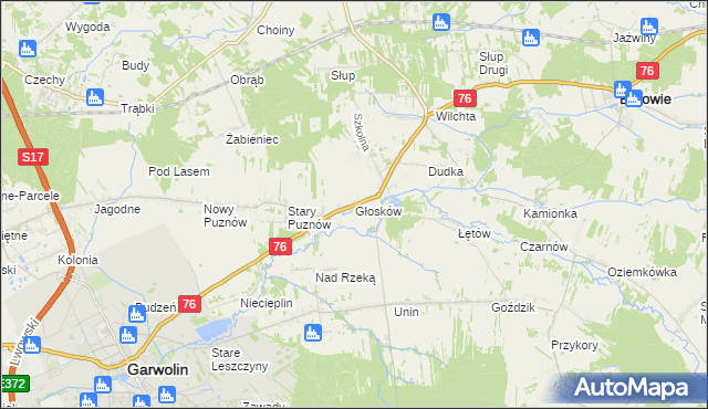 mapa Głosków gmina Borowie, Głosków gmina Borowie na mapie Targeo