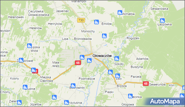 mapa Głowaczów, Głowaczów na mapie Targeo