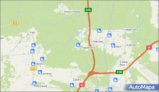 mapa Gniazdowo gmina Goleniów, Gniazdowo gmina Goleniów na mapie Targeo