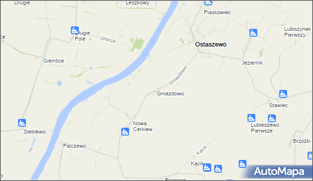 mapa Gniazdowo gmina Ostaszewo, Gniazdowo gmina Ostaszewo na mapie Targeo