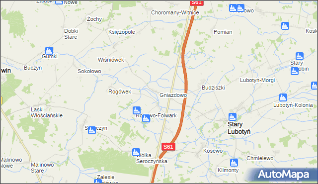 mapa Gniazdowo gmina Stary Lubotyń, Gniazdowo gmina Stary Lubotyń na mapie Targeo