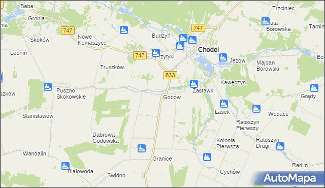 mapa Godów gmina Chodel, Godów gmina Chodel na mapie Targeo