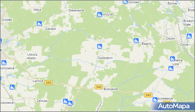 mapa Godzięcin, Godzięcin na mapie Targeo
