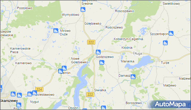 mapa Godziszewo gmina Skarszewy, Godziszewo gmina Skarszewy na mapie Targeo
