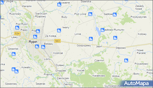 mapa Godziszewy, Godziszewy na mapie Targeo