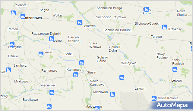 mapa Golanki Górne, Golanki Górne na mapie Targeo