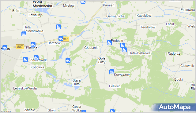 mapa Gołe Łazy, Gołe Łazy na mapie Targeo