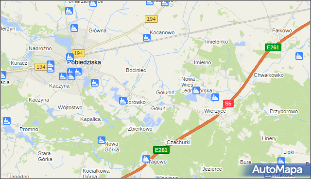 mapa Gołunin, Gołunin na mapie Targeo