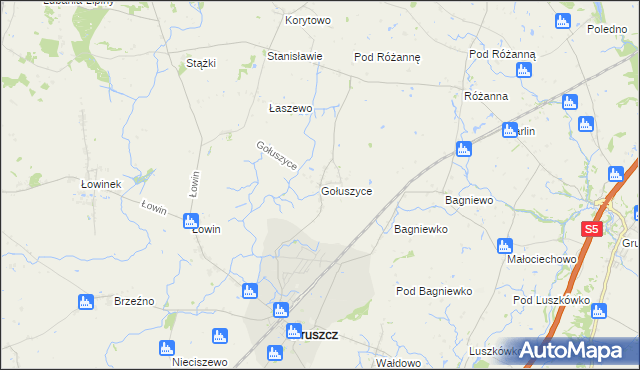 mapa Gołuszyce, Gołuszyce na mapie Targeo