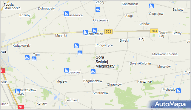 mapa Góra Świętej Małgorzaty, Góra Świętej Małgorzaty na mapie Targeo