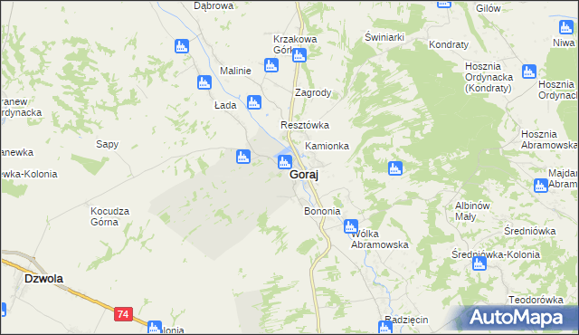 mapa Goraj powiat biłgorajski, Goraj powiat biłgorajski na mapie Targeo