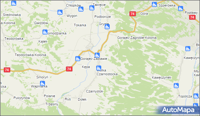 mapa Gorajec-Zagroble, Gorajec-Zagroble na mapie Targeo