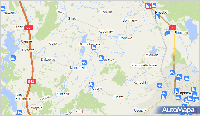 mapa Gorczyce gmina Prostki, Gorczyce gmina Prostki na mapie Targeo