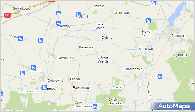 mapa Góreczki Wielkie, Góreczki Wielkie na mapie Targeo