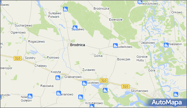 mapa Górka gmina Brodnica, Górka gmina Brodnica na mapie Targeo