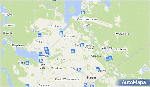 mapa Górki gmina Karsin, Górki gmina Karsin na mapie Targeo