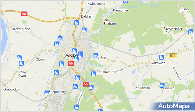 mapa Górki gmina Kwidzyn, Górki gmina Kwidzyn na mapie Targeo