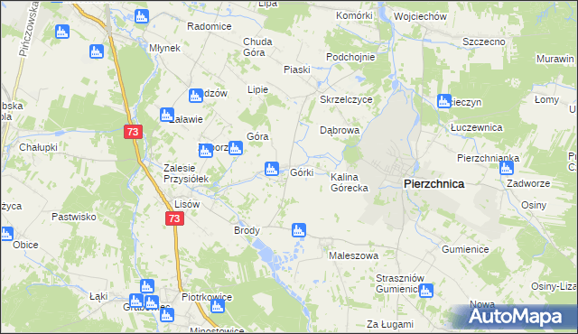 mapa Górki gmina Pierzchnica, Górki gmina Pierzchnica na mapie Targeo