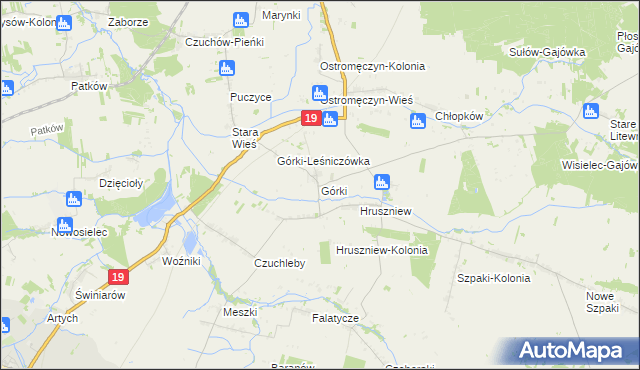 mapa Górki gmina Platerów, Górki gmina Platerów na mapie Targeo