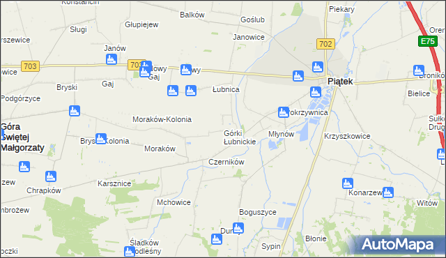 mapa Górki Łubnickie, Górki Łubnickie na mapie Targeo