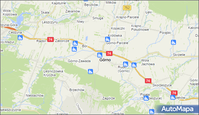 mapa Górno powiat kielecki, Górno powiat kielecki na mapie Targeo