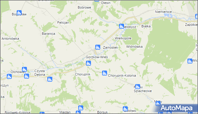 mapa Góry gmina Gorzków, Góry gmina Gorzków na mapie Targeo
