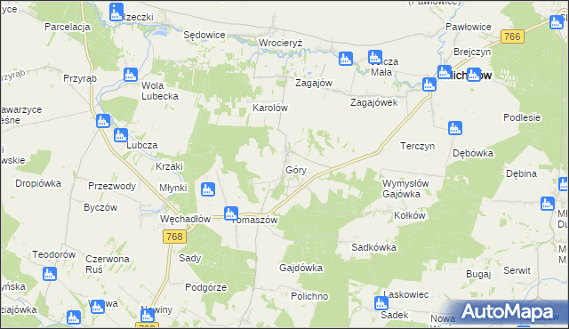 mapa Góry gmina Michałów, Góry gmina Michałów na mapie Targeo
