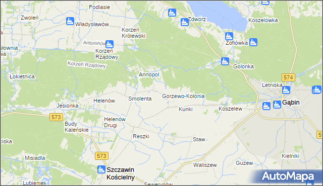 mapa Gorzewo-Kolonia, Gorzewo-Kolonia na mapie Targeo