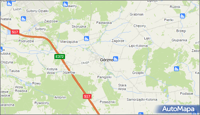mapa Górzno powiat garwoliński, Górzno powiat garwoliński na mapie Targeo