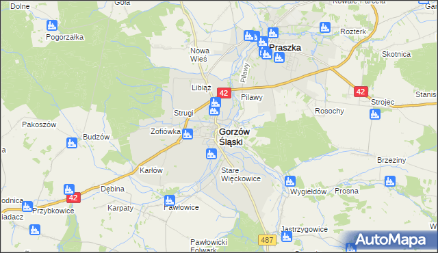 mapa Gorzów Śląski, Gorzów Śląski na mapie Targeo