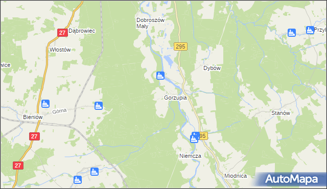 mapa Gorzupia gmina Żagań, Gorzupia gmina Żagań na mapie Targeo
