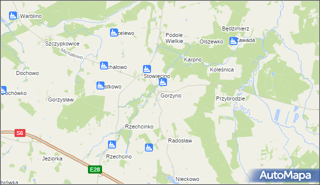 mapa Gorzyno, Gorzyno na mapie Targeo