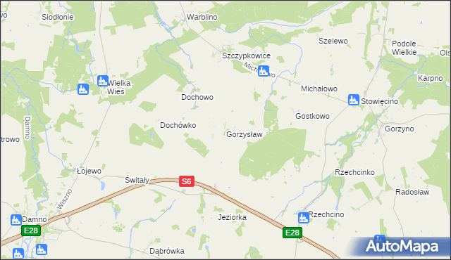 mapa Gorzysław gmina Główczyce, Gorzysław gmina Główczyce na mapie Targeo