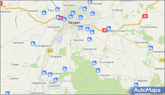 mapa Gościęcice, Gościęcice na mapie Targeo