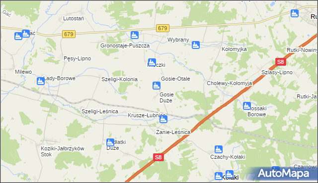 mapa Gosie Duże, Gosie Duże na mapie Targeo