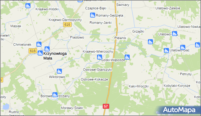mapa Goski-Wąsosze, Goski-Wąsosze na mapie Targeo