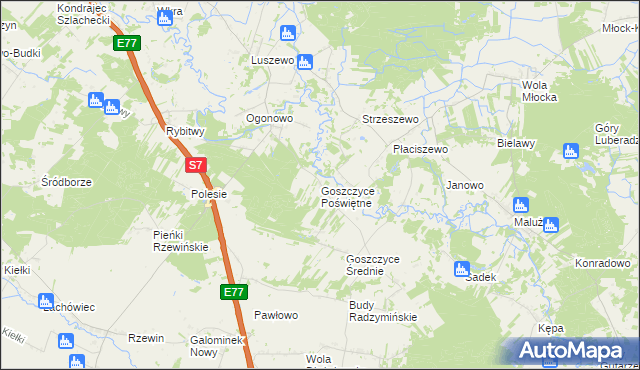 mapa Goszczyce Poświętne, Goszczyce Poświętne na mapie Targeo
