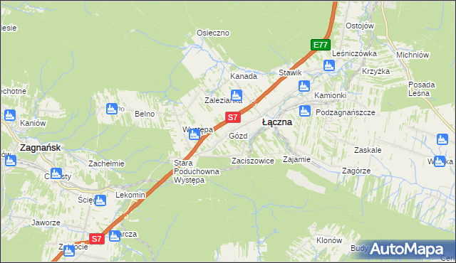 mapa Gózd gmina Łączna, Gózd gmina Łączna na mapie Targeo
