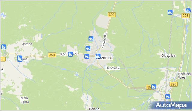 mapa Gozdnica powiat żagański, Gozdnica powiat żagański na mapie Targeo