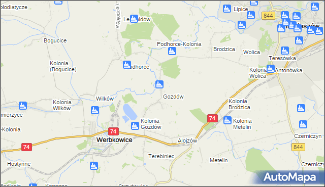 mapa Gozdów gmina Werbkowice, Gozdów gmina Werbkowice na mapie Targeo