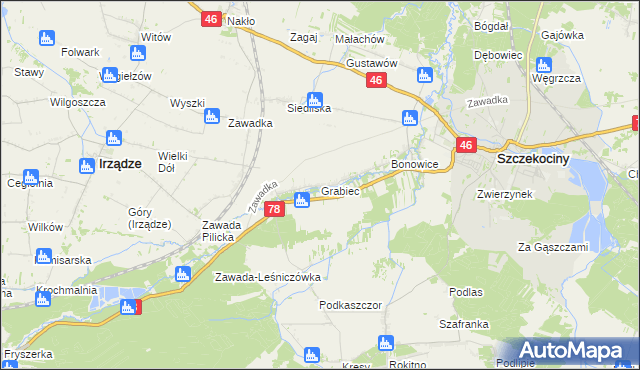 mapa Grabiec, Grabiec na mapie Targeo