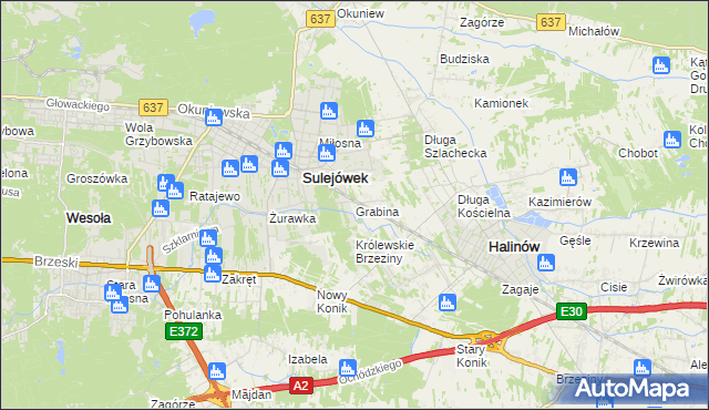 mapa Grabina gmina Halinów, Grabina gmina Halinów na mapie Targeo