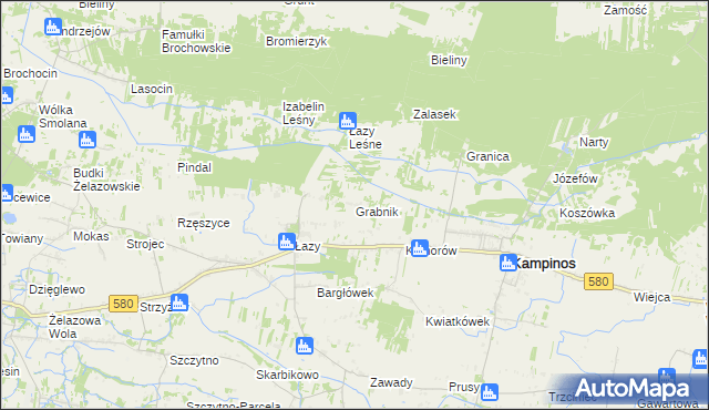 mapa Grabnik gmina Kampinos, Grabnik gmina Kampinos na mapie Targeo