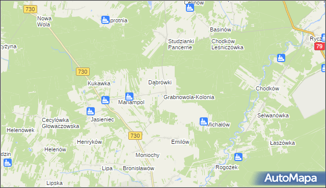 mapa Grabnowola-Kolonia, Grabnowola-Kolonia na mapie Targeo