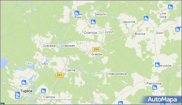 mapa Grabów gmina Tuplice, Grabów gmina Tuplice na mapie Targeo