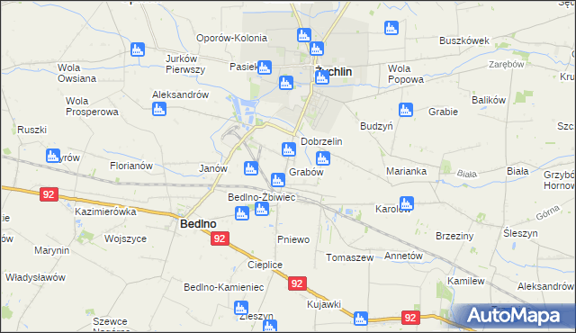 mapa Grabów gmina Żychlin, Grabów gmina Żychlin na mapie Targeo