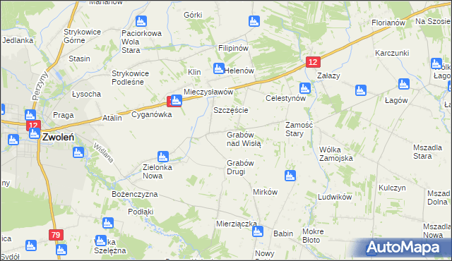 mapa Grabów nad Wisłą, Grabów nad Wisłą na mapie Targeo
