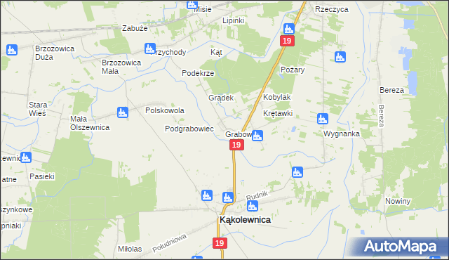 mapa Grabowiec gmina Kąkolewnica, Grabowiec gmina Kąkolewnica na mapie Targeo