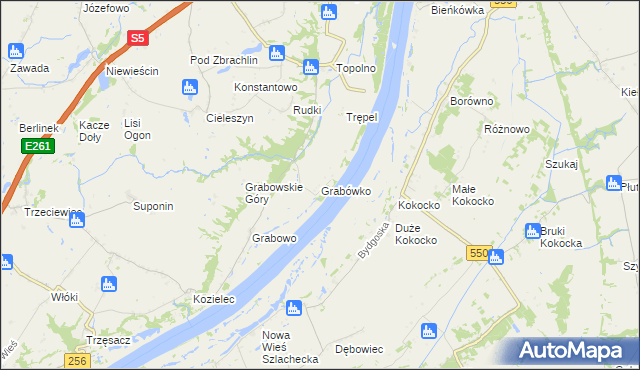 mapa Grabówko gmina Pruszcz, Grabówko gmina Pruszcz na mapie Targeo